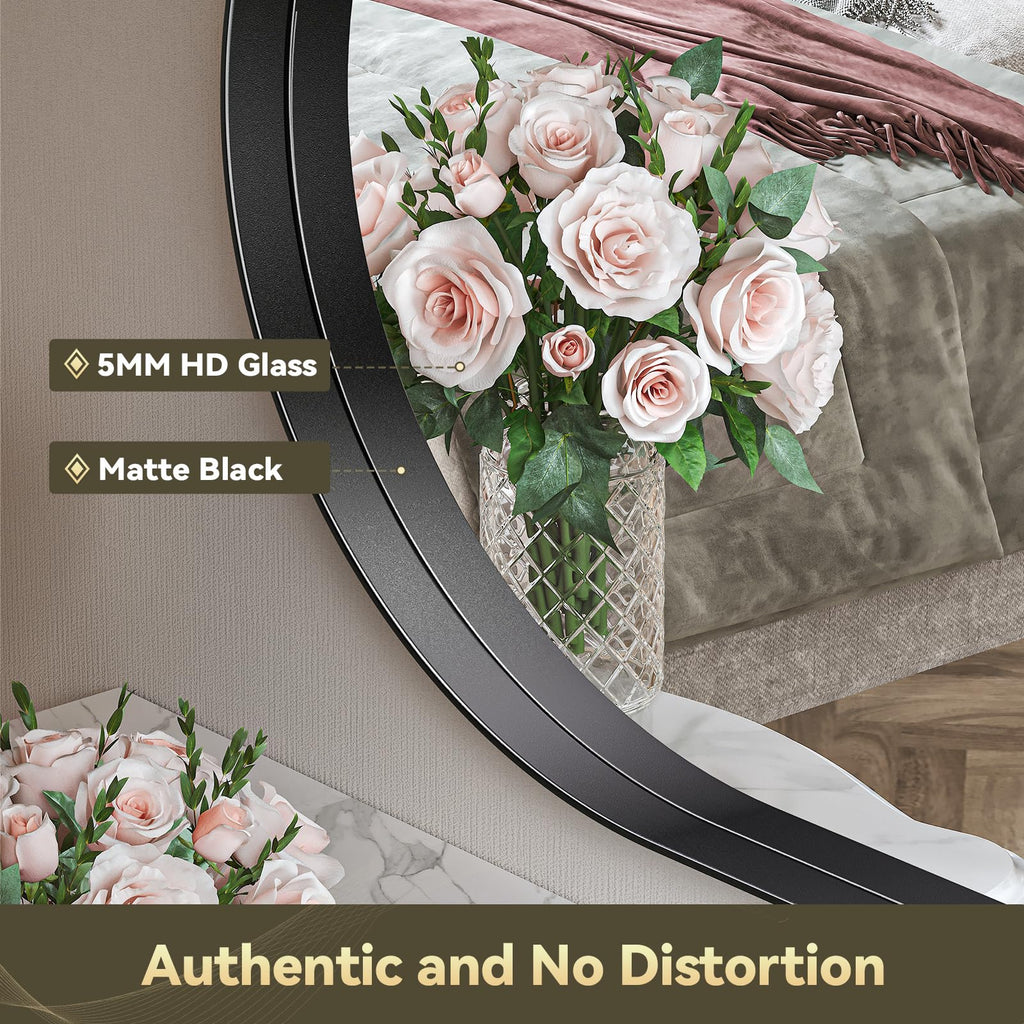 Black Oval for Wall, 48"x30" Bathroom Vanity Mirrors with Metal Framed, Modern Large Living Room Wall Decorative Hang
