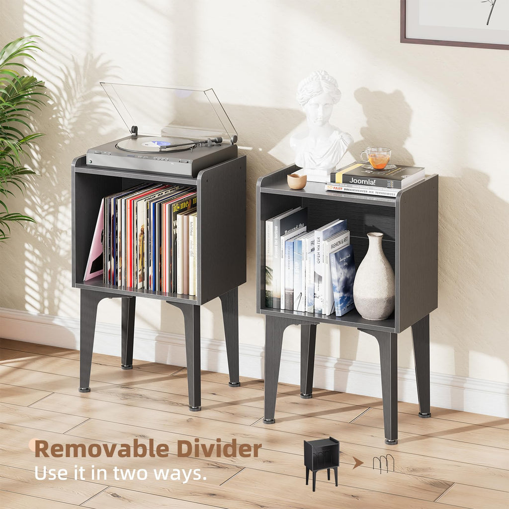 Record Player Stand, Vinyl Record Storage Table, Black