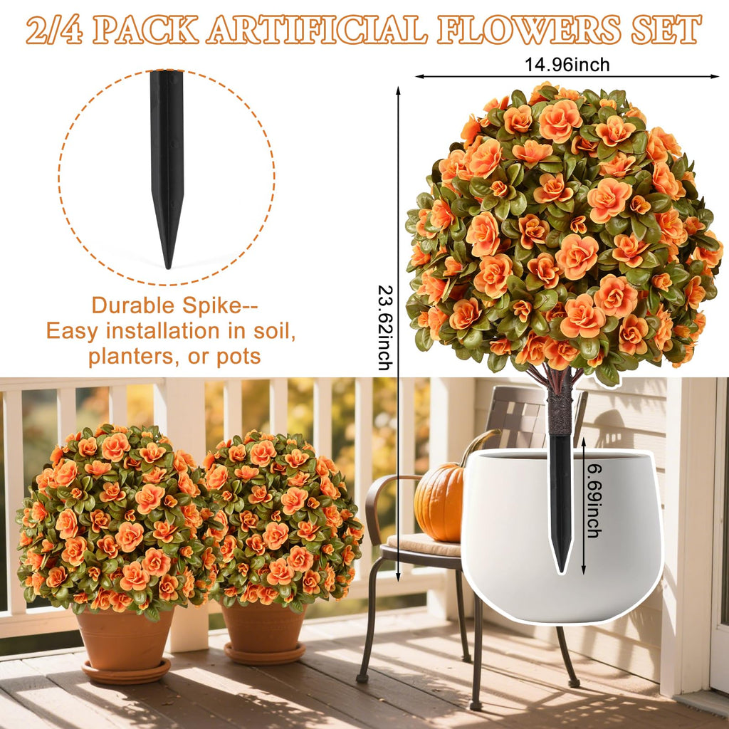Artificial Mums for Outdoors, Fake Bushes Topiary Ball Fall Decor