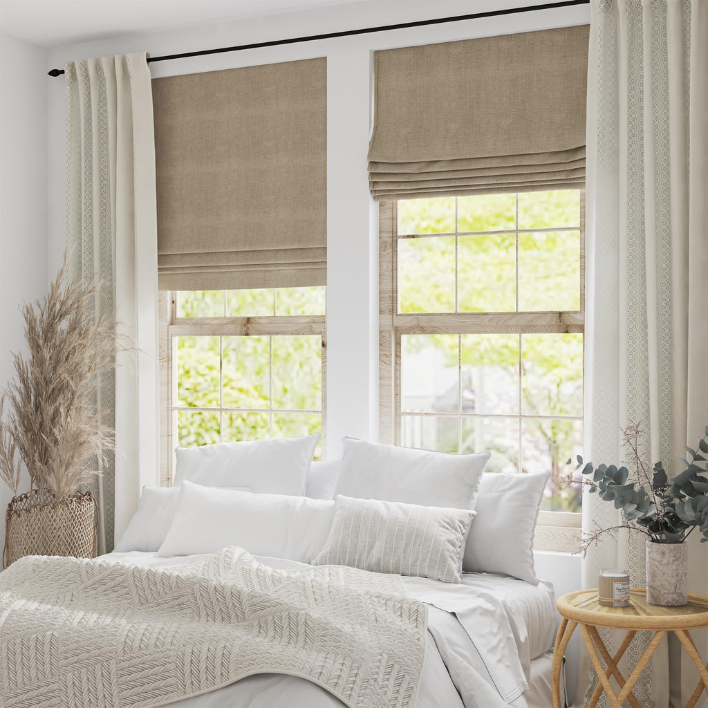 Motorized Roman Shades with Remote, 35" W x 64" H