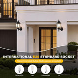 Outdoor Wall Lantern, 14 Inch Porch Light Fixtures with Seed Glass Shades, Waterproof Exterior Wall Lights