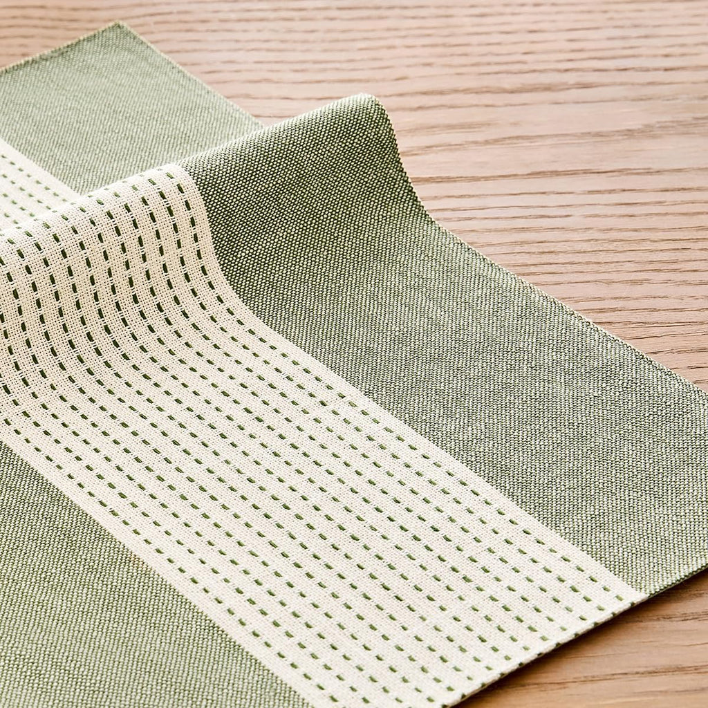 Linen Placemats, 12 x 18 Inch Placemats, Farmhouse Macrame Place Mats Table and Heat Resistant-Hemstitch - Set of 6