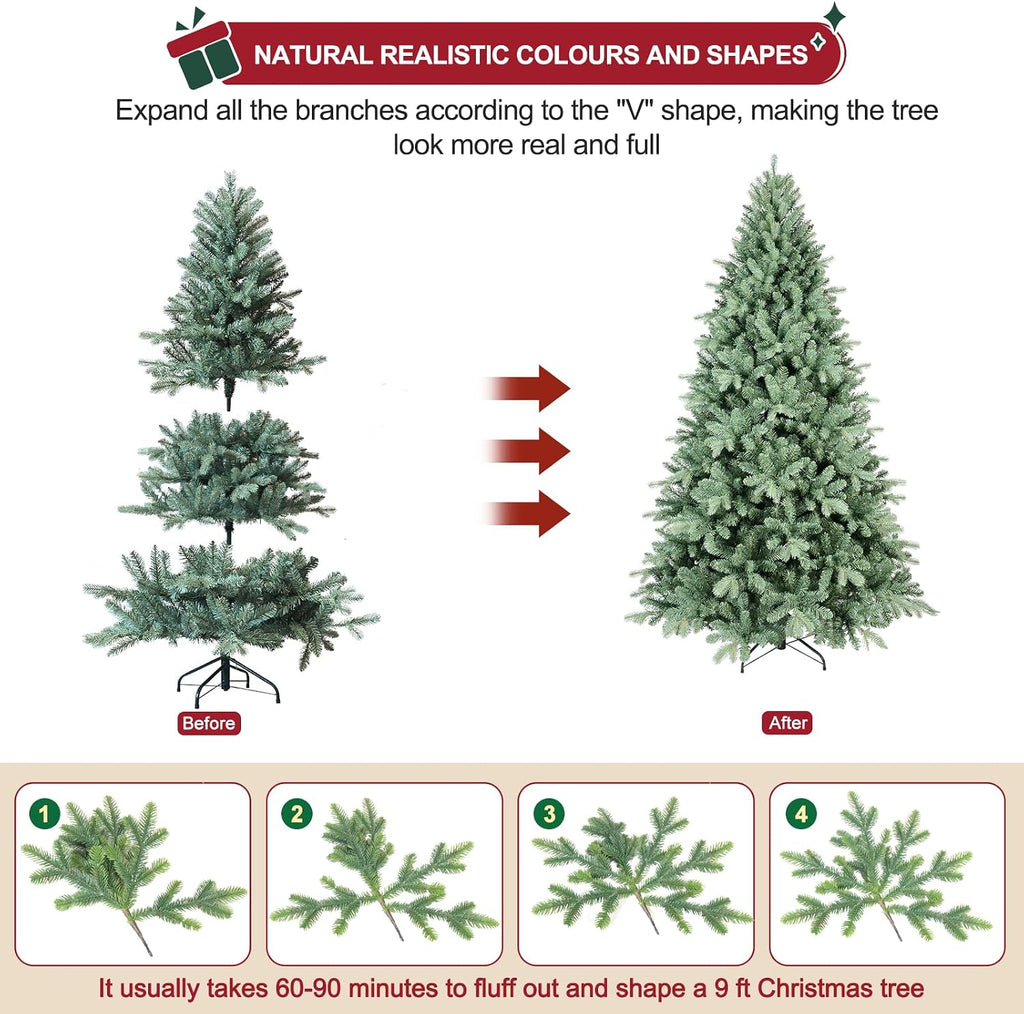 Spruce Christmas Tree , Premium Artificial Hinged Christmas Trees with 2458 PE & PVC Branch Tips,Xmas Trees , Xmas