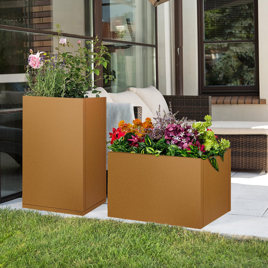 Corten Steel Planter Box 28"x12"x28", Tall Planter box Outdoor