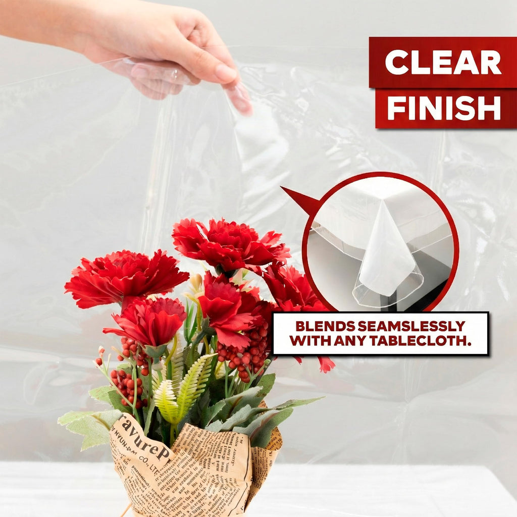 Plastic Table Cover Transparent 54 x 78 Inch Waterproof, Stain-Proof Vinyl Clear Plastic Tablecloth Protector