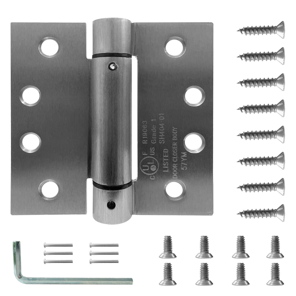 3 Pack - 4.0"x4.0" Self Closing Reversible Door Hinge - Heavy Duty Commercial Spring Door Hinge - UL Listed with