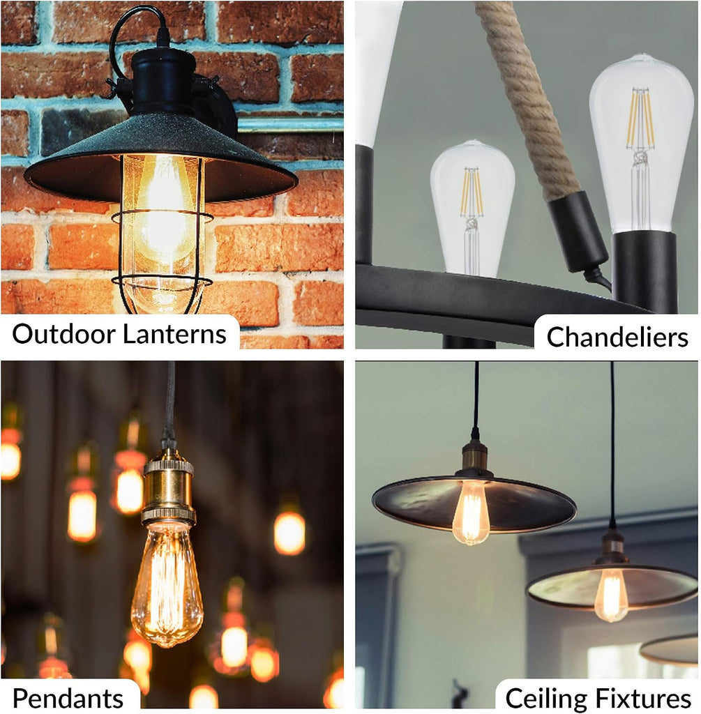 LED Edison Vintage Filament ST21 4W Bulbs E26, 2700K, 6 Pack