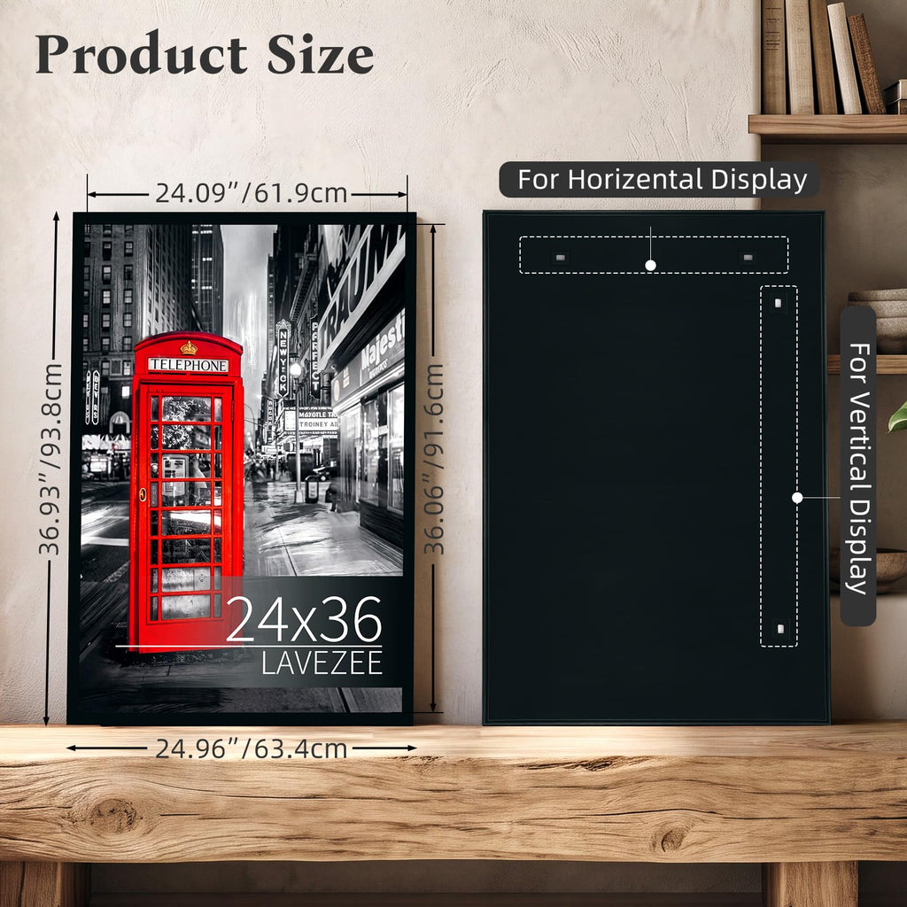 Metal 24x36 Poster Frames Set of 6, 24 by 36 Frame Made to Display 24 by 36 Inch Photo Prints for Wall Decor, Poster