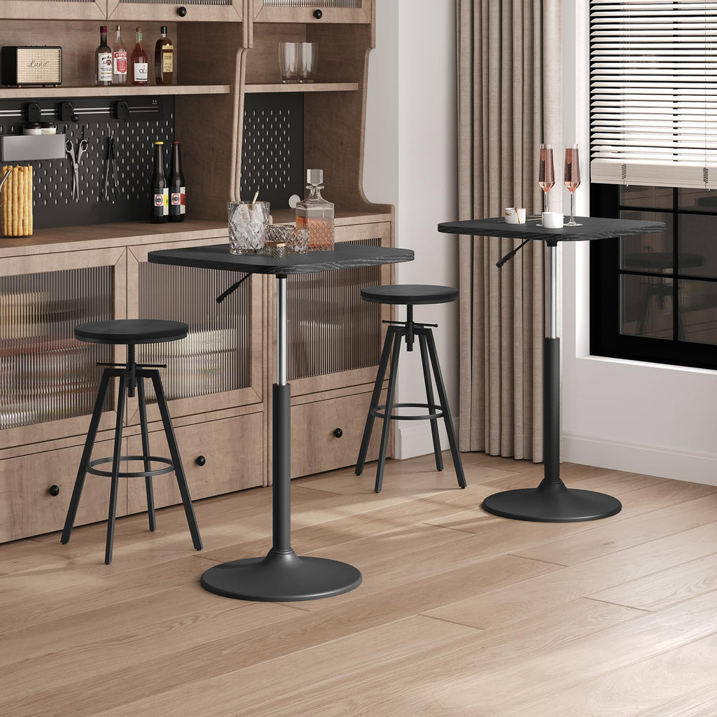 Bar Table, Height-Adjustable Pub Table 26.8-36.2 Inches, Cocktail Table with Base, Counter Height Tables for Small