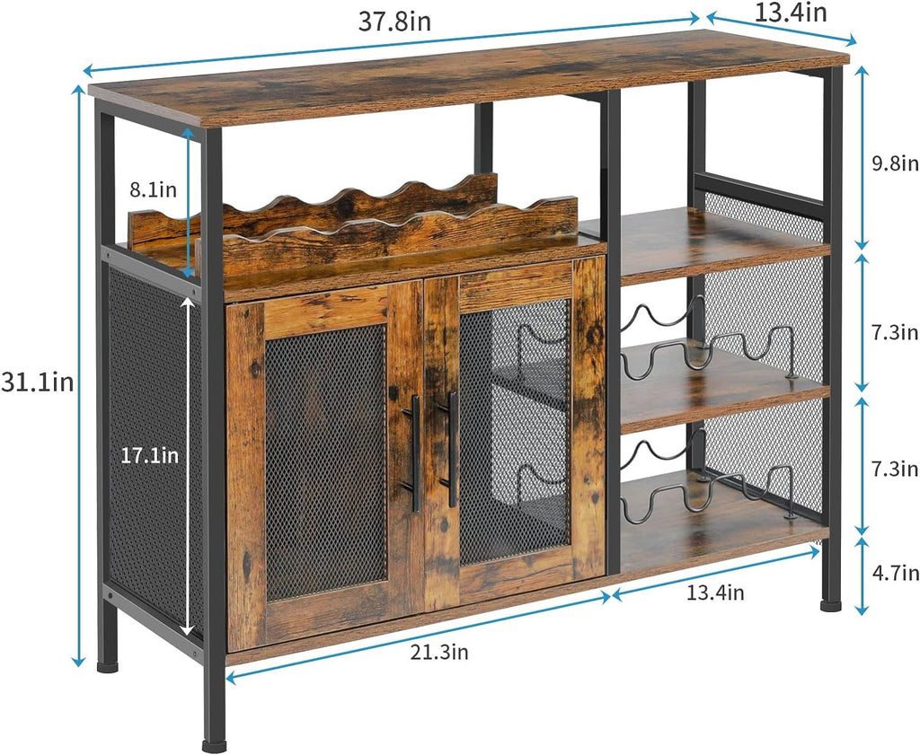 Wine Bar Rack Cabinet with Detachable Wine Rack, Coffee Bar Cabinet with Glass Holder, Small Sideboard and Buffet