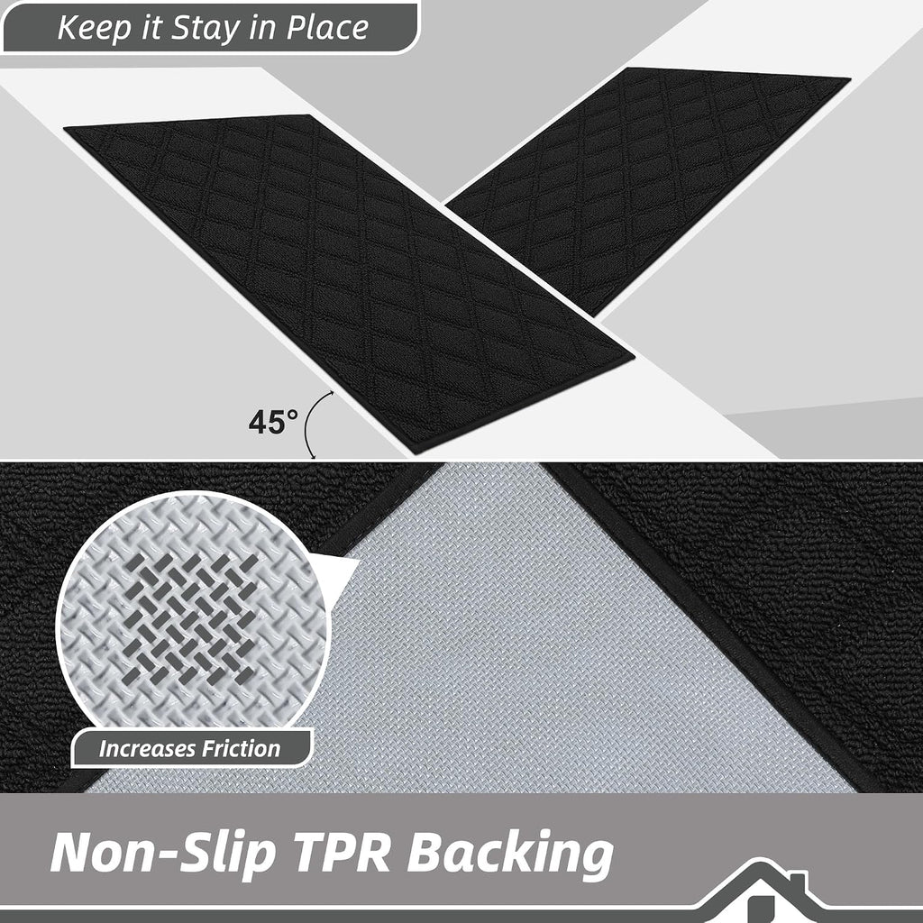 Dirt Trapper Door Mat 24" x 36" Non-Slip Washable, Black | Doormats Welcome Mat, Trap Dirt and Absorbent Entryway