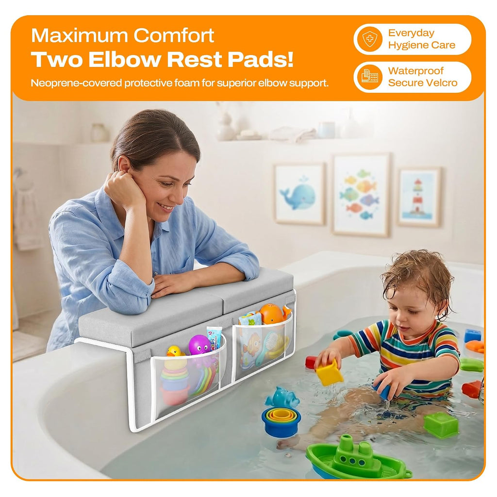 Bath Kneeler and Elbow Rest Pad Set-Baby Bath Kneeler with 1.5'' Comfortable Thick Memory Foam, Non-Slip Knee & Arm