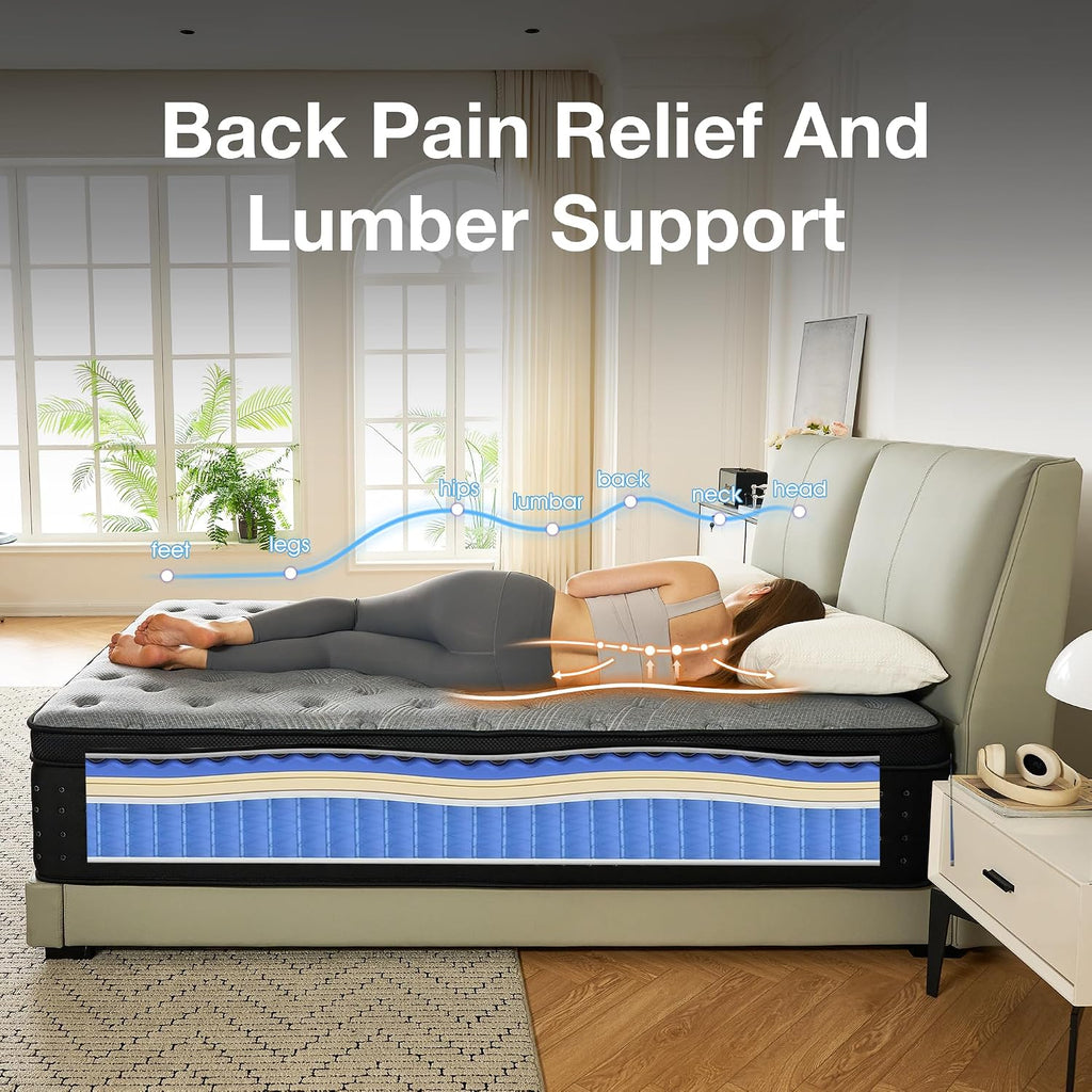 Full Size Mattress, 12 Inch Medium Firm Hybrid Mattress in a Box, Gel Memory Foam & Individually Pocketed Coils