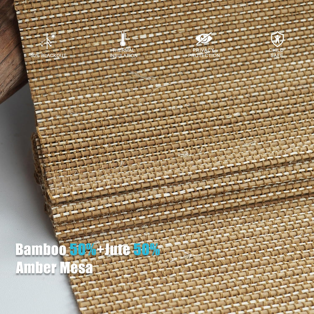 Motorized Bamboo Roman Shades, Motorized Blinds with Remote Compatible with Homekit, Alexa GoogleHome, Smart Wood
