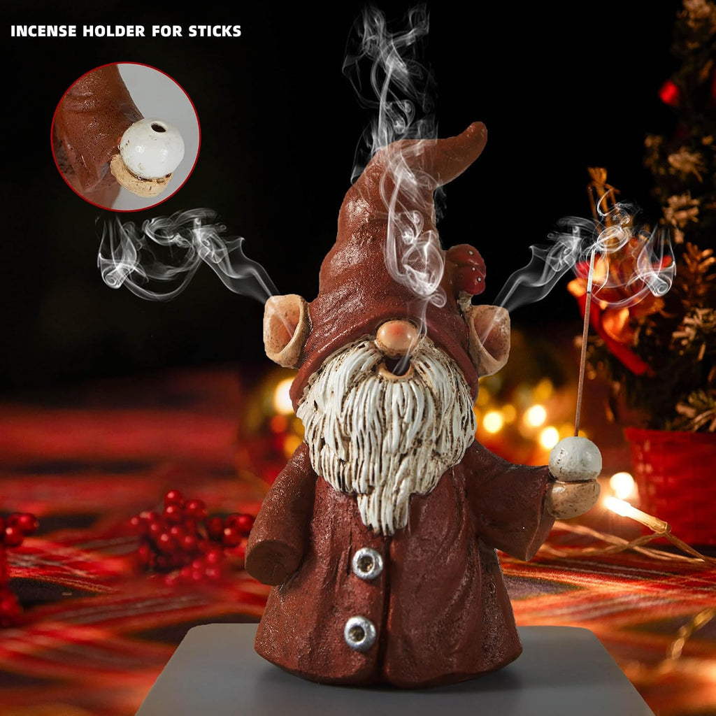 Incense Holder for Sticks, Cute Gnome Statue Incense Cone Burner Ornaments, Adorable Gnome Home Decoration, Unique