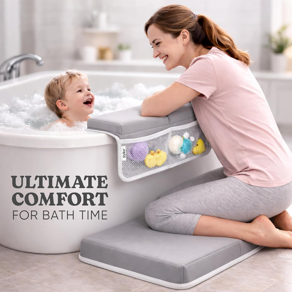 Premium Baby Bath Kneeler Mat & Elbow Rest Pad Set - Comfortable Bath Kneeler and Elbow Kneeling Rest Pad