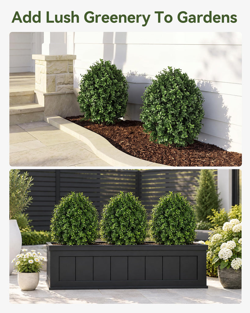 27" Artificial Boxwood Topiary Ball with Ground Spike, Fake Plants 2 Pcs