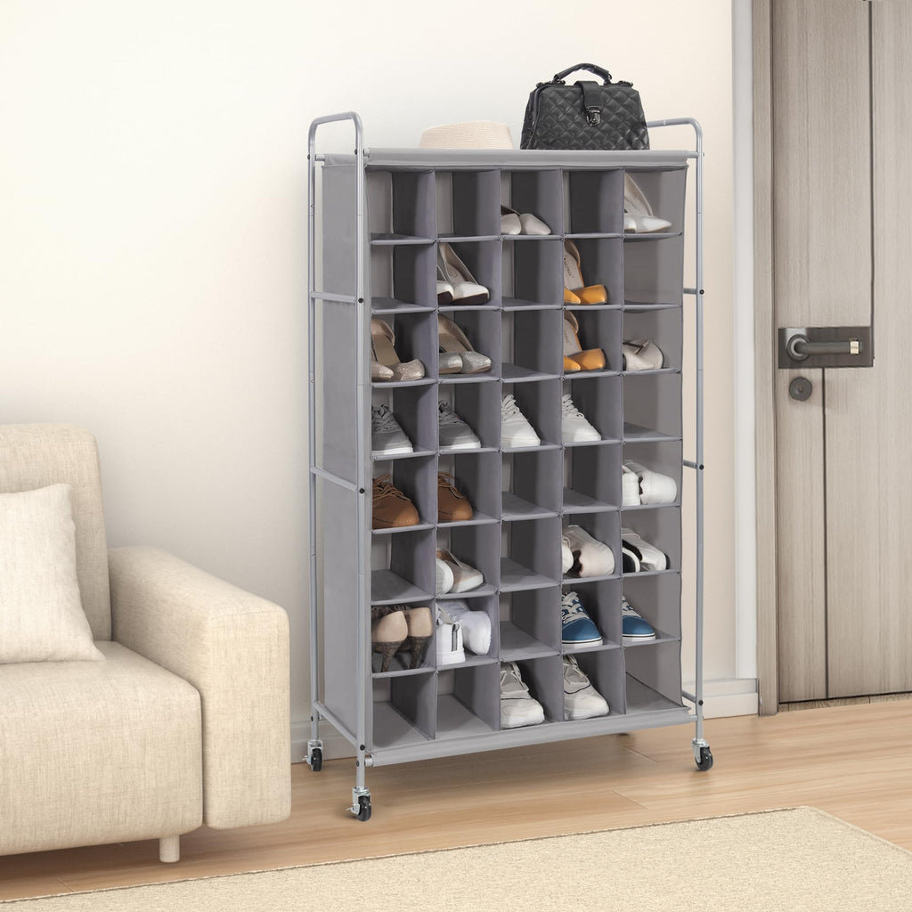 Shoe Cubby Organizer, Free Standing Shoe Cube Rack, Closet, 40-Cube Gray