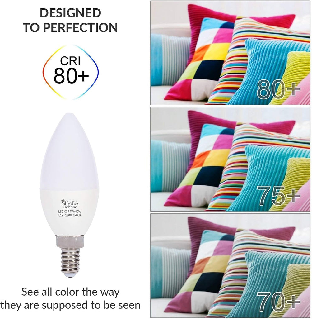 LED B11 C37 7W Candelabra Light Bulb E12 Base, 2700K, 6 Pack