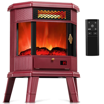 Electric Fireplace Heater 22 in Freestanding Fireplace Stove Infrared Fireplace with 3D Flame Effect Remote Control