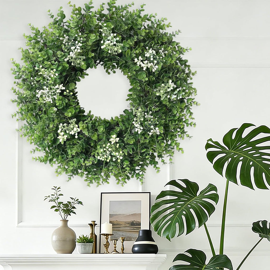 26'' Large Boxwood Wreath for Front Door Artificial Spring Wreath Boxwood Leaves Greenery Outdoor Door Wreaths
