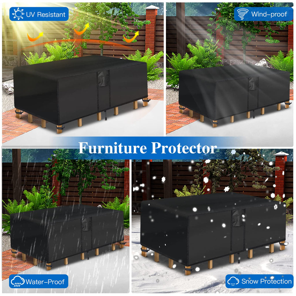 Outdoor Coffee Table Cover - Waterproof Rectangular Patio Coffee Table Cover (48L x 26W x 18H inches, Black) Outdoor