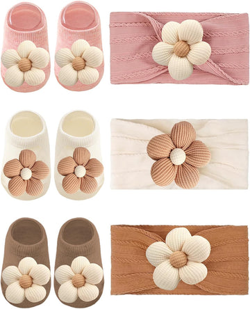 Baby Girl Socks and Headband Set,4 Pack,for Infant Baby Shower Gifts