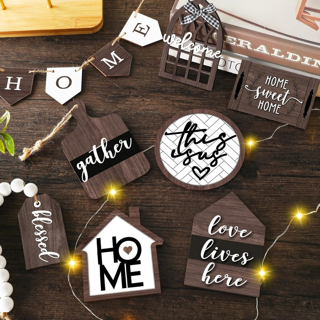 Home Tiered Tray Decor This is us Rustic Wooden Signs - Set of 11