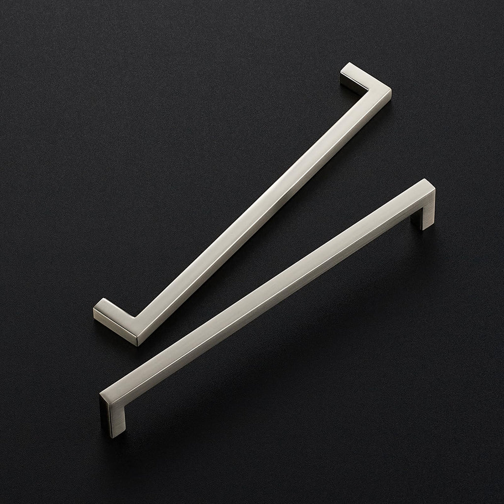 Brushed Nickel Square Solid Cabinet Handles, 7-1/2 Inch, 15 Pack