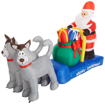 7 FT Long Lighted Christmas Inflatable Santa Claus on Sleigh