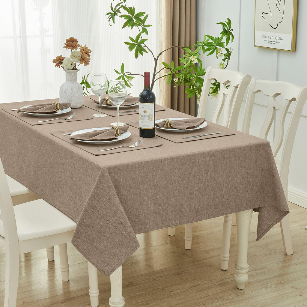 Flaxen 60x144 Rectangular Polyester Linen Farmhouse Tablecloth