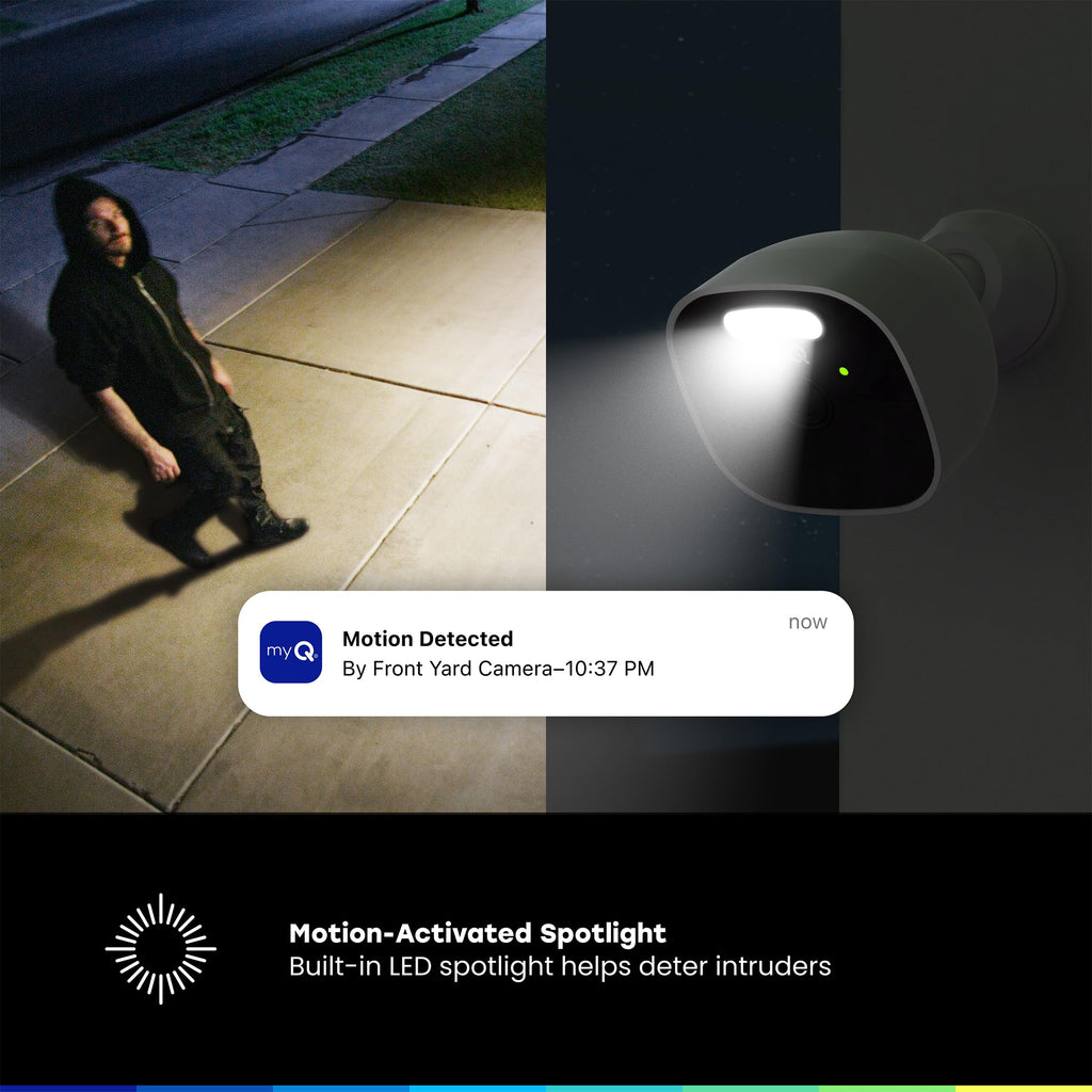 MyQ Outdoor Battery Camera | 2K Camera, Color Night Vision, Spotlight, Motion Alerts, Live View with Two-Way Talk