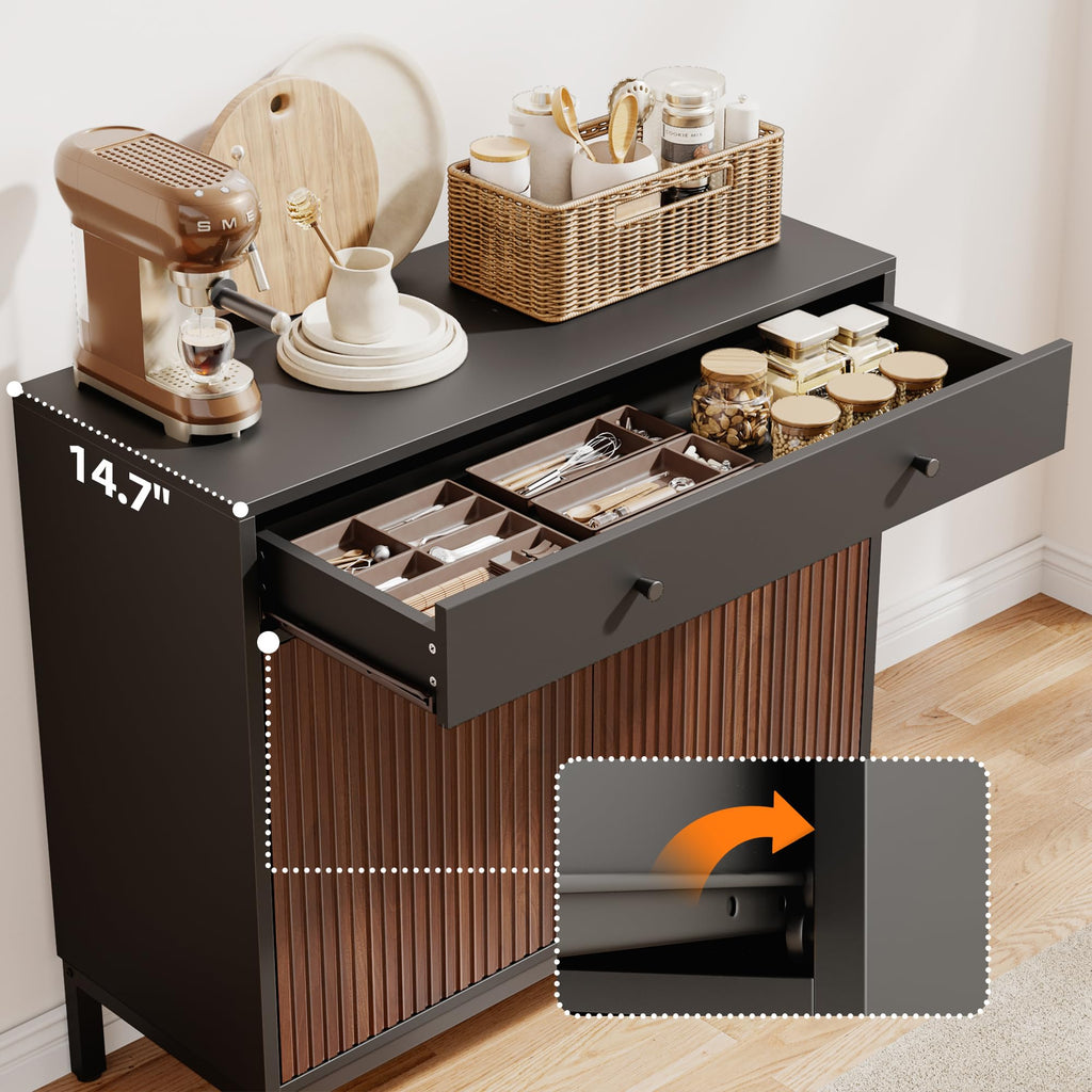 Sideboard Buffet Cabinet Storage, Modern Console Fluted Credenza