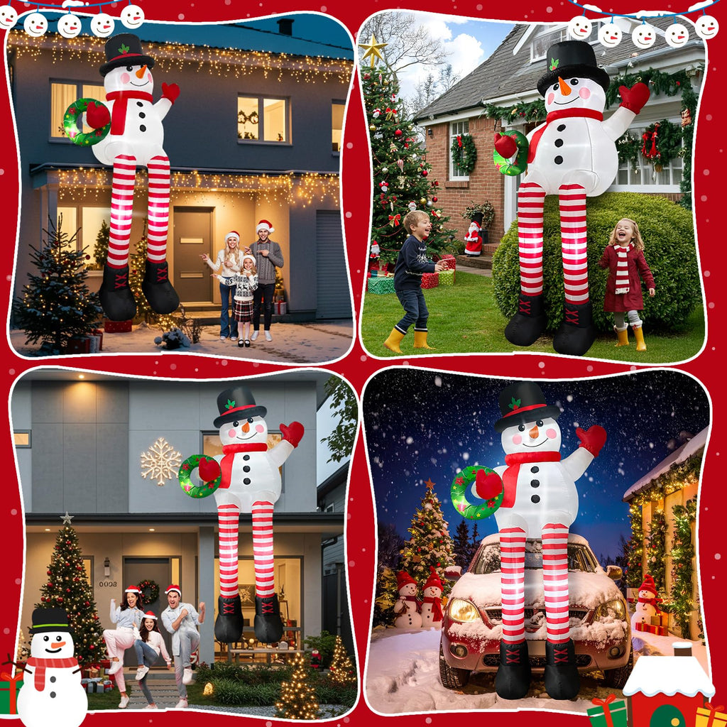 10FT Inflatable Snowman, Outdoor Christmas Decor with LED Lights for Yard