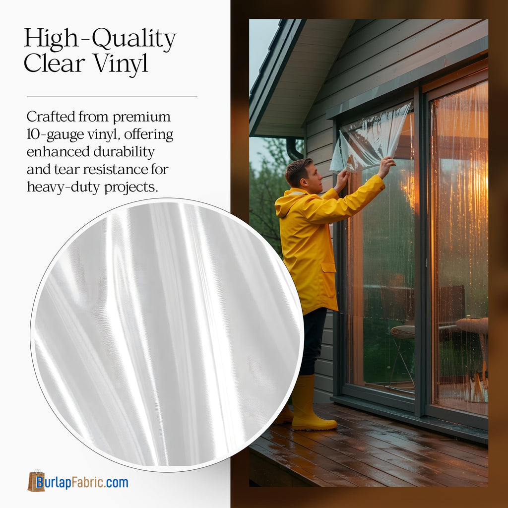 72" Wide 10-Gauge Double Polished Clear Vinyl Roll - Durable Material and Waterproof Clear Vinyl For Art, Crafts and