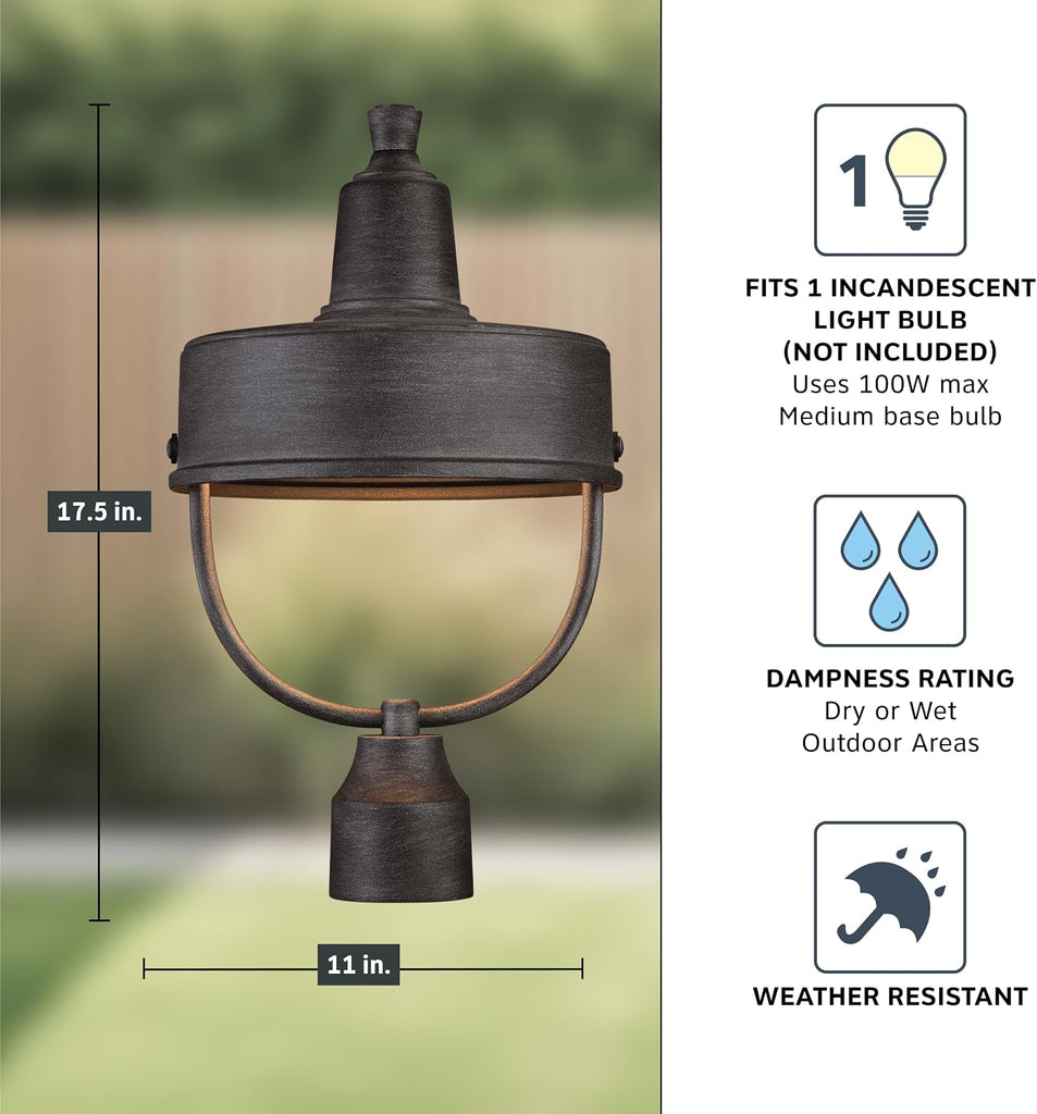 Portland-DS Outdoor Post Lantern, Weathered Pewter
