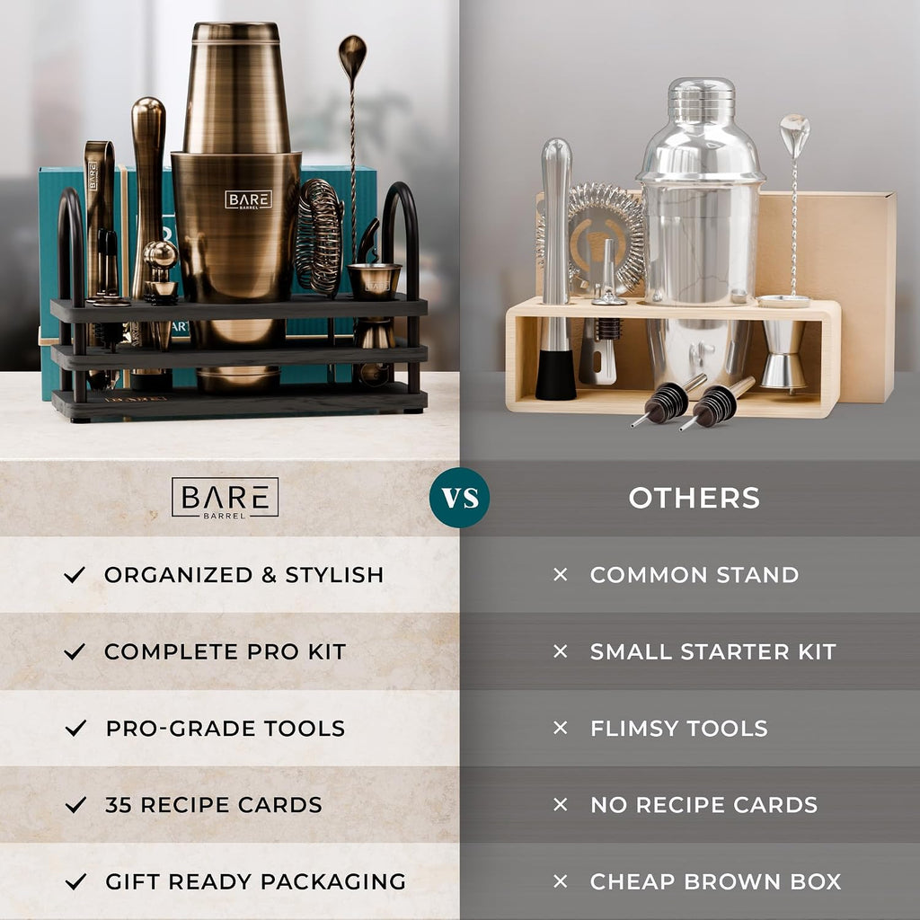 Mixology Bartender Kit Bar Set | 14-Piece Cocktail Shaker Set | Martini Barware Mixing Tools Bartending | 35 Recipe - Set of 14