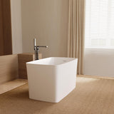 47'' Solid Surface Stone Resin Freestanding Japanese Soaking Bathtub with Built-in Seat