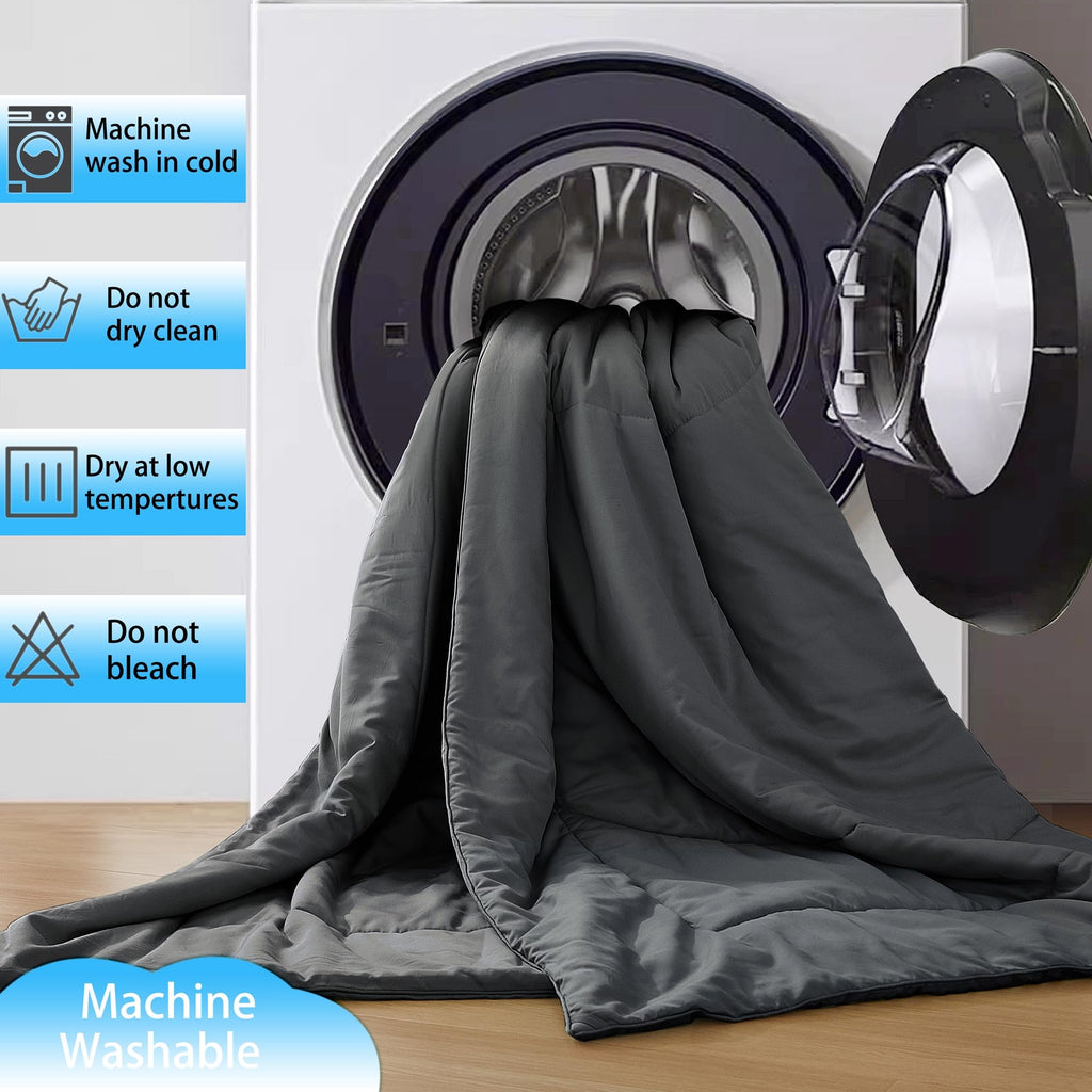 Bamboo Viscose Comforter Set Queen Size 3 Pieces - Dark Grey