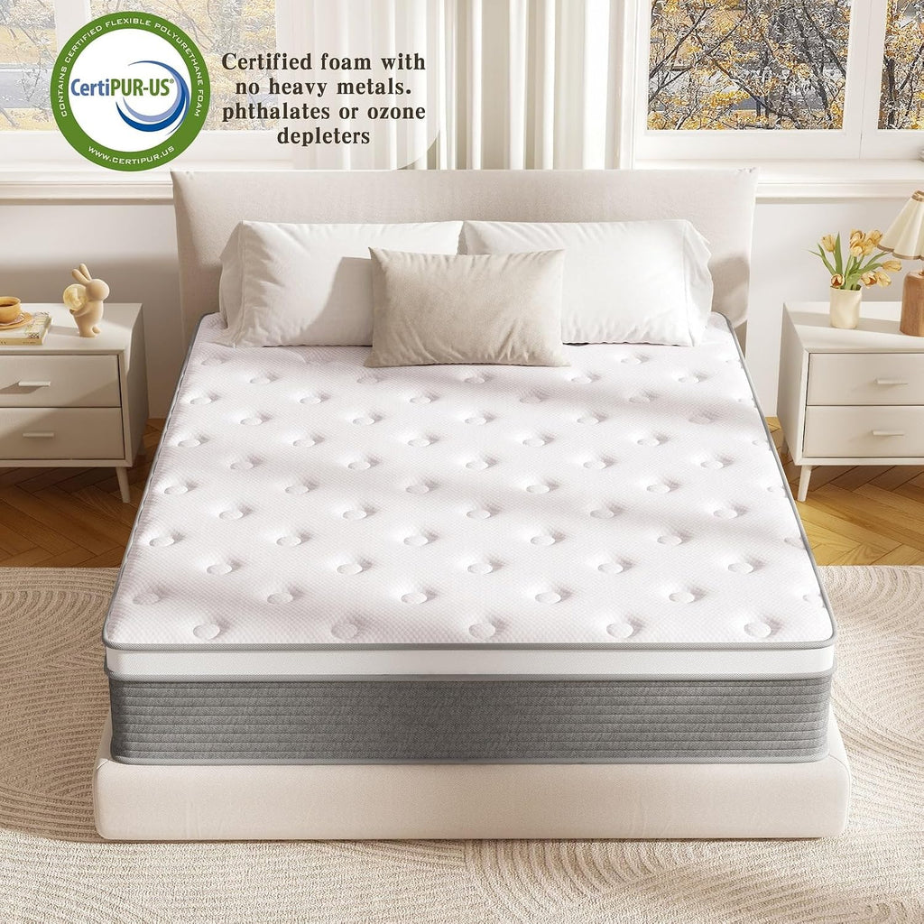 14 Inch Cal King Luxury Hybrid Mattress, Gel Foam & Pocket Spring | Cooling Gel Foam for Pressure Relief & Spine