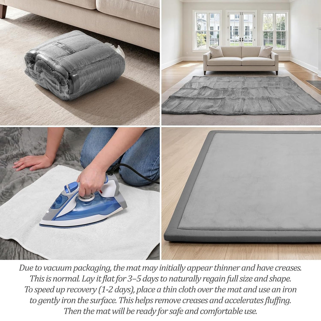 50x50 Playpen Mat, 1.3'' CloudSoft Baby Play Mats for Floor, Grey