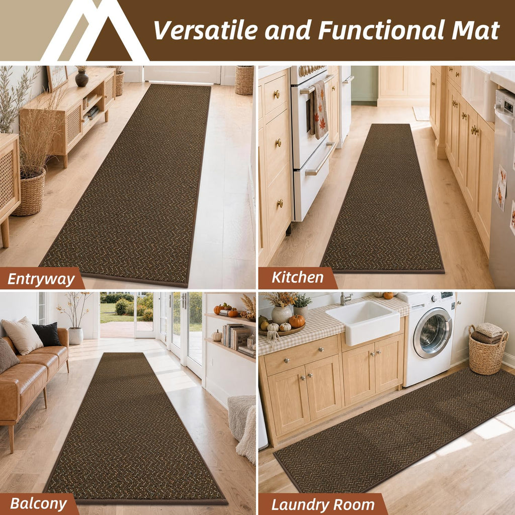 Hallway Runner Rugs Non-Slip Washable Brown