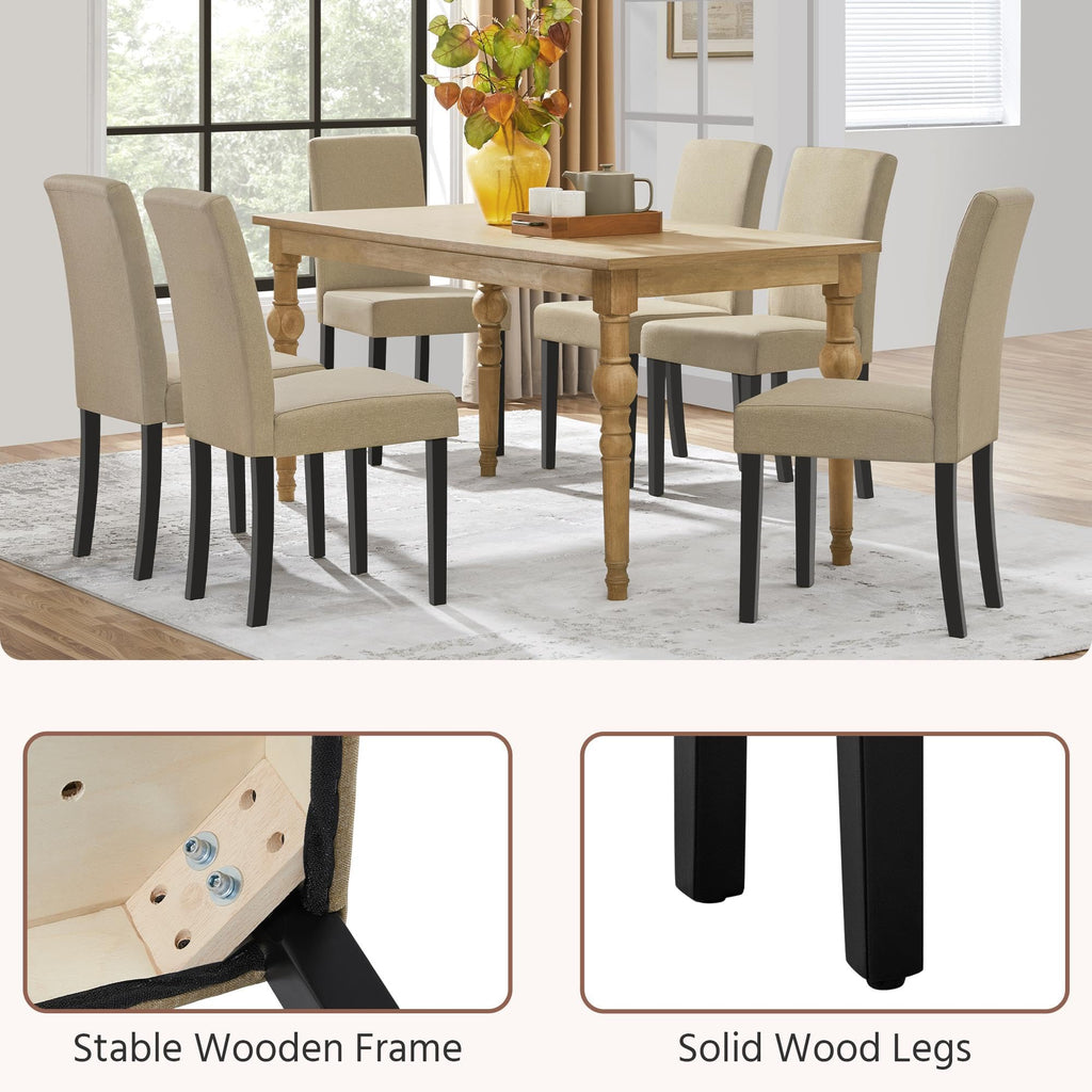 Set of 6 Upholstered Kitchen Chairs Khaki