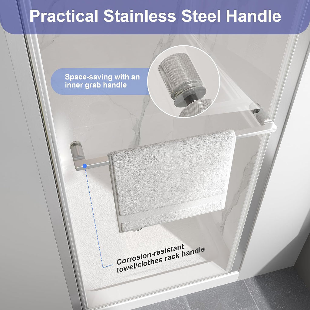 Semi Frameless Pivot Shower Door 42-48" W x 72" H