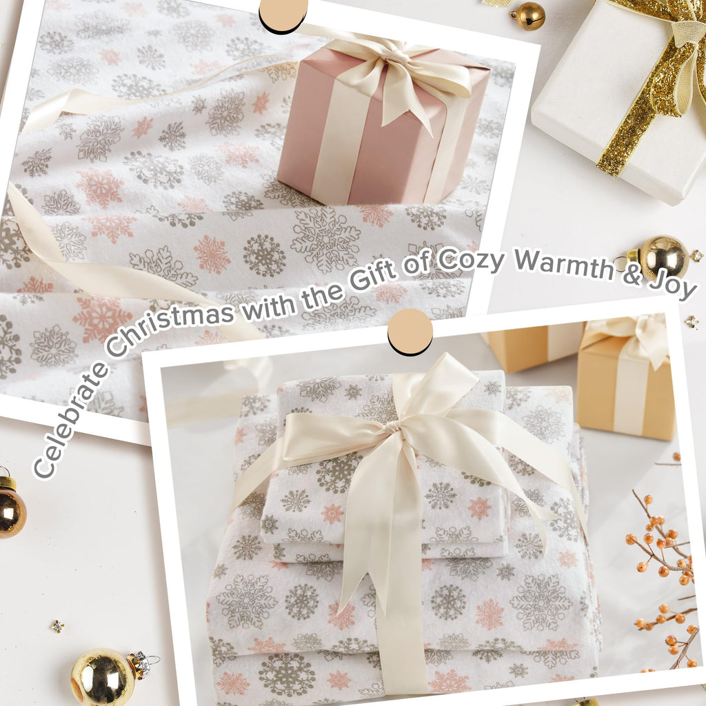 Cozy Flannel Sheets 100% Cotton, Queen Sheet Set, 4 Piece