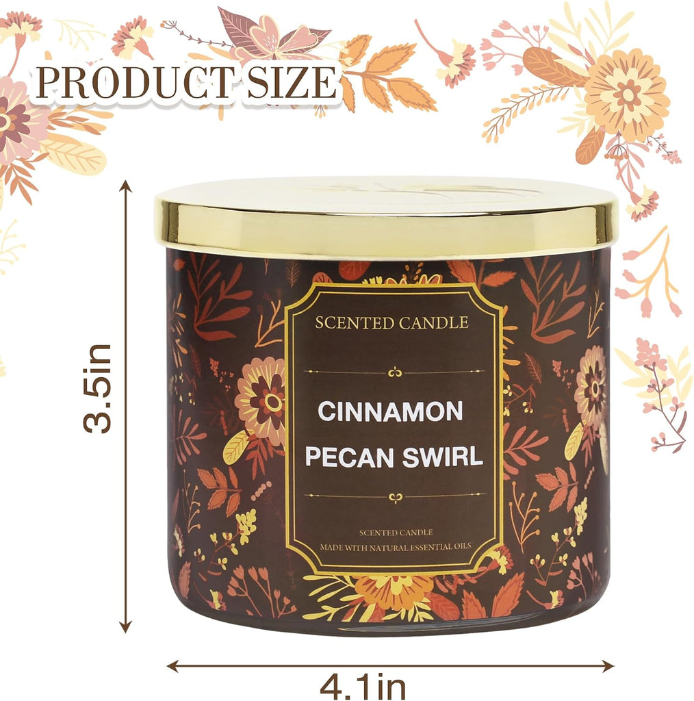 Fall Candles, Cinnamon Pecan Scented Candle,14oz 3 Wicks Soy Wax Candle - Set of 14