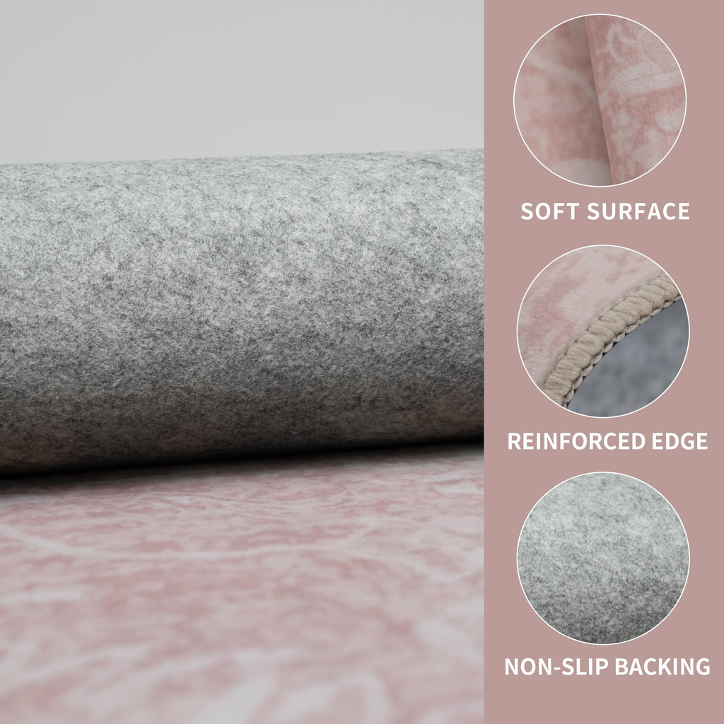 Washable Runner Hallway Rug, Pink