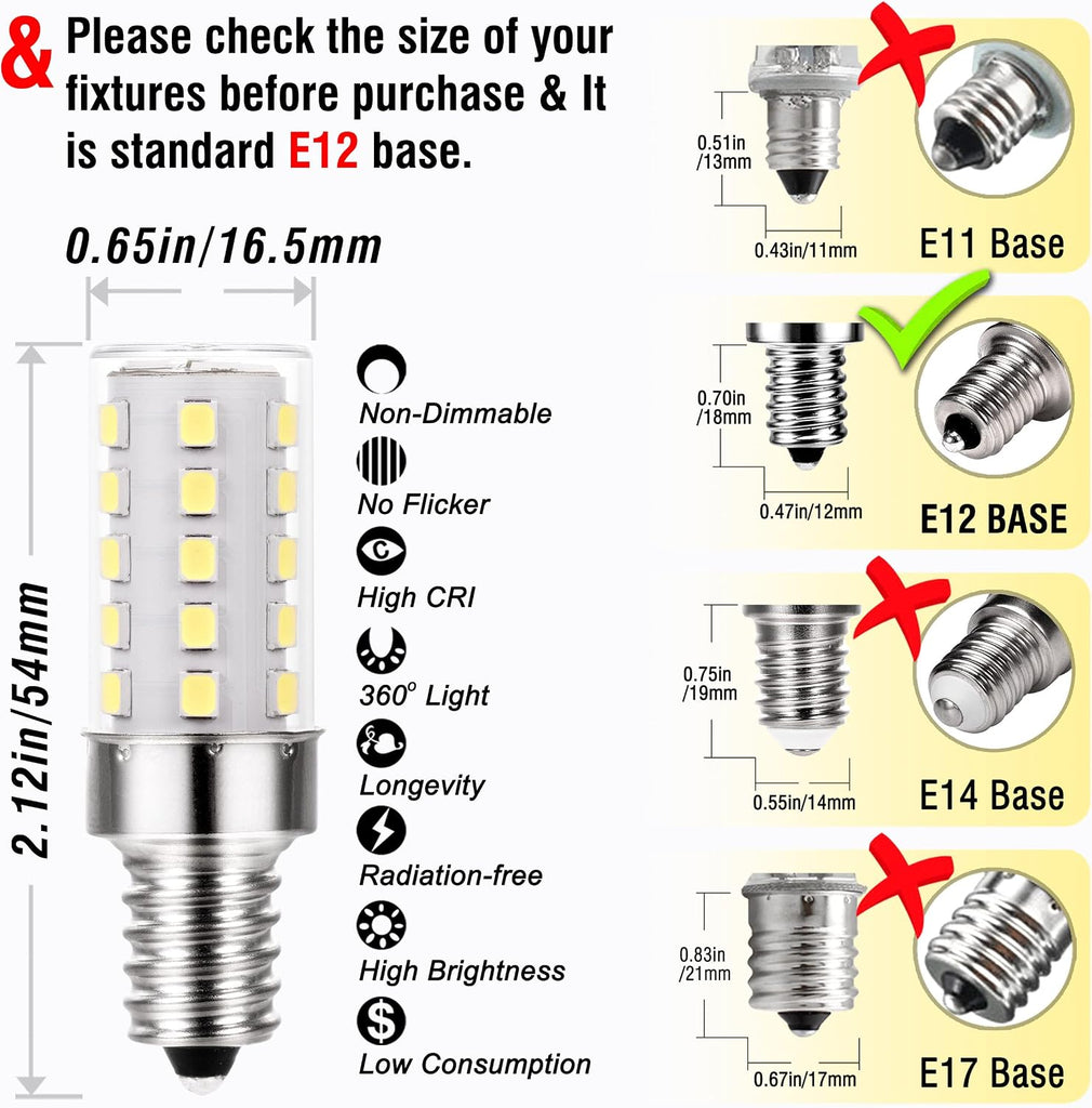 E12 C7 40w LED Candelabra Chandelier Bulbs,6000K Daylight Cool White