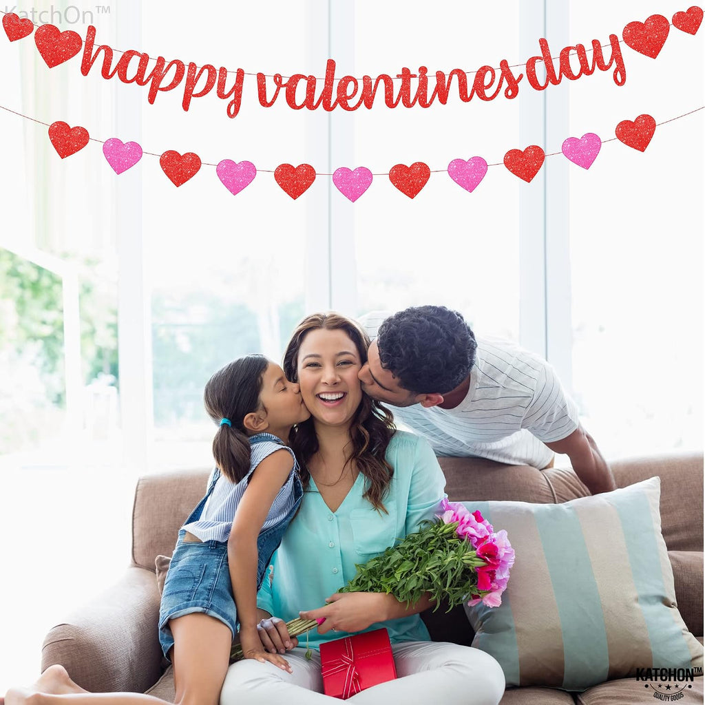 Glitter Happy Valentines Banner 10 Feet - Set of 10
