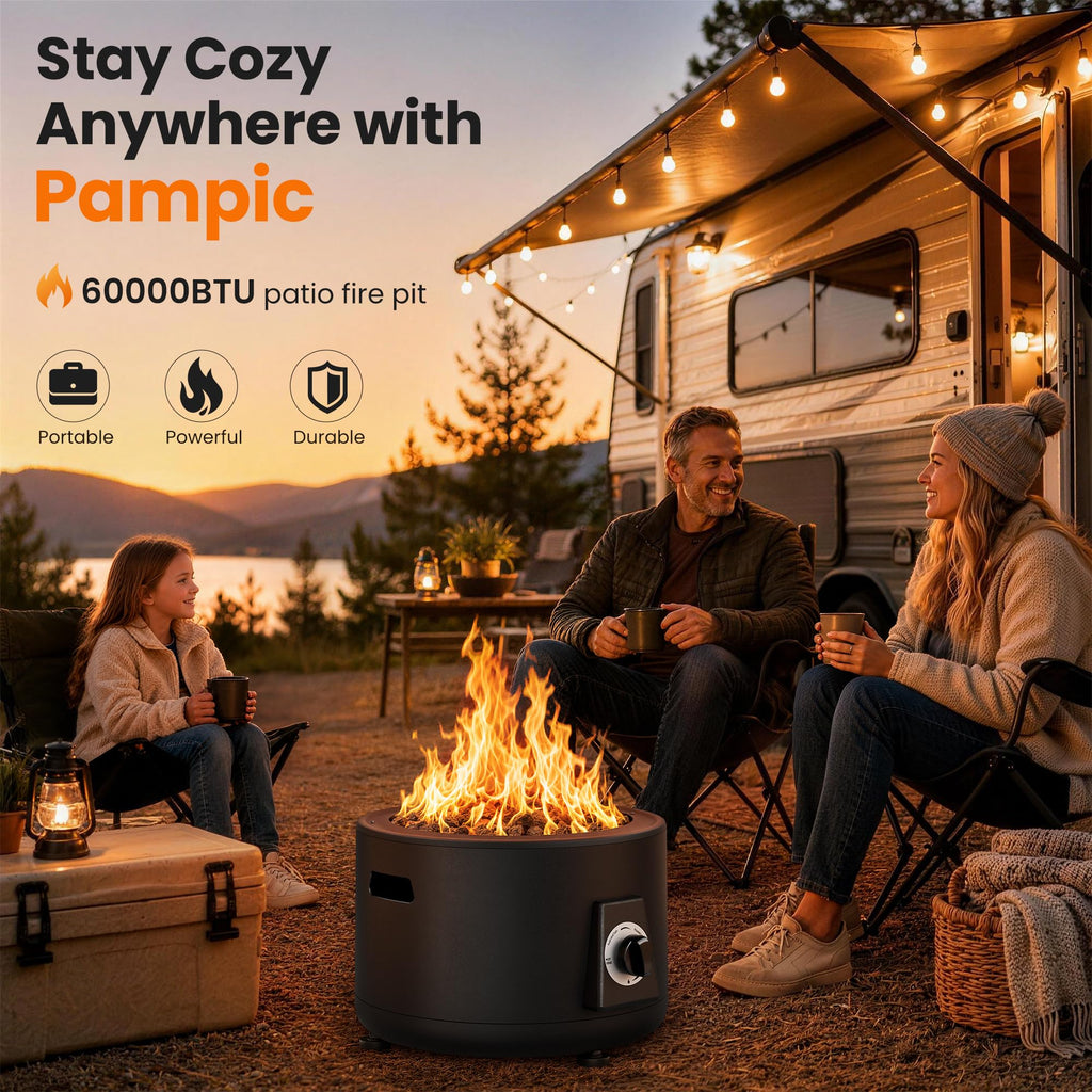 Portable Propane Fire Pit, Outdoor Smokeless Gas Fire Pit, Patio Fire Pit Easy Setup and Storage for